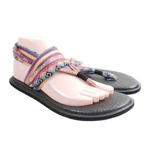 Sanuk Womens Yoga Sling 2 Sandals Size 8 Multicolor Tribal Straps & Black Soles